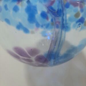 Handblown Glass Orb with Blue and Purple Accents 6 x 5.5 inches